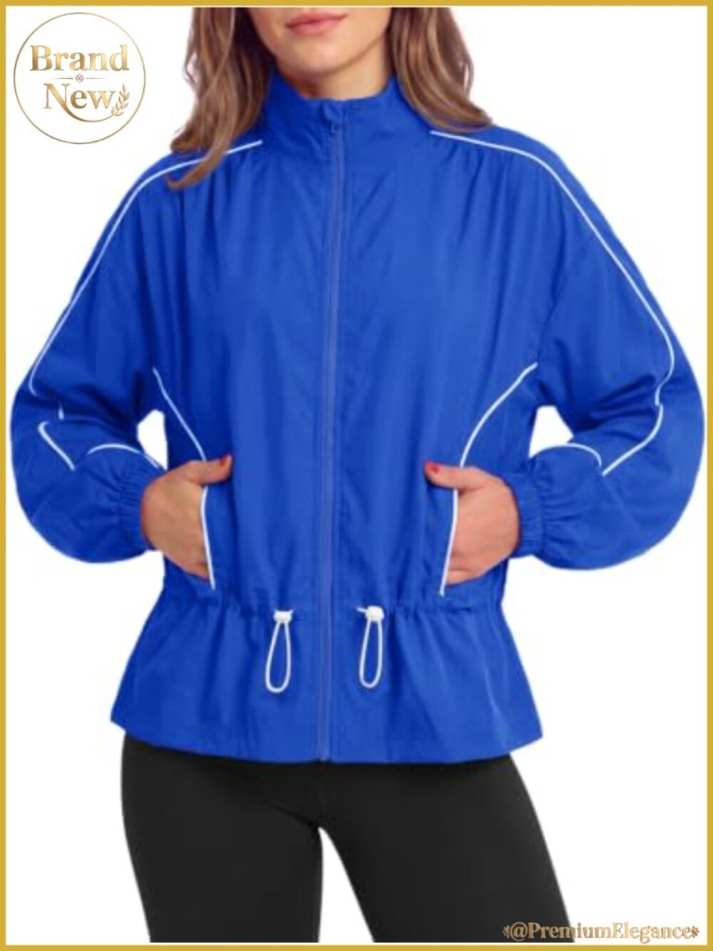 Women's Lightweight Windbreaker Jacket Stand Collar Zip Up Track Jacket